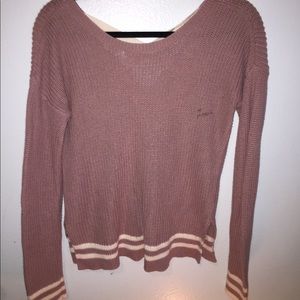 Pink and white sweater with crossed back